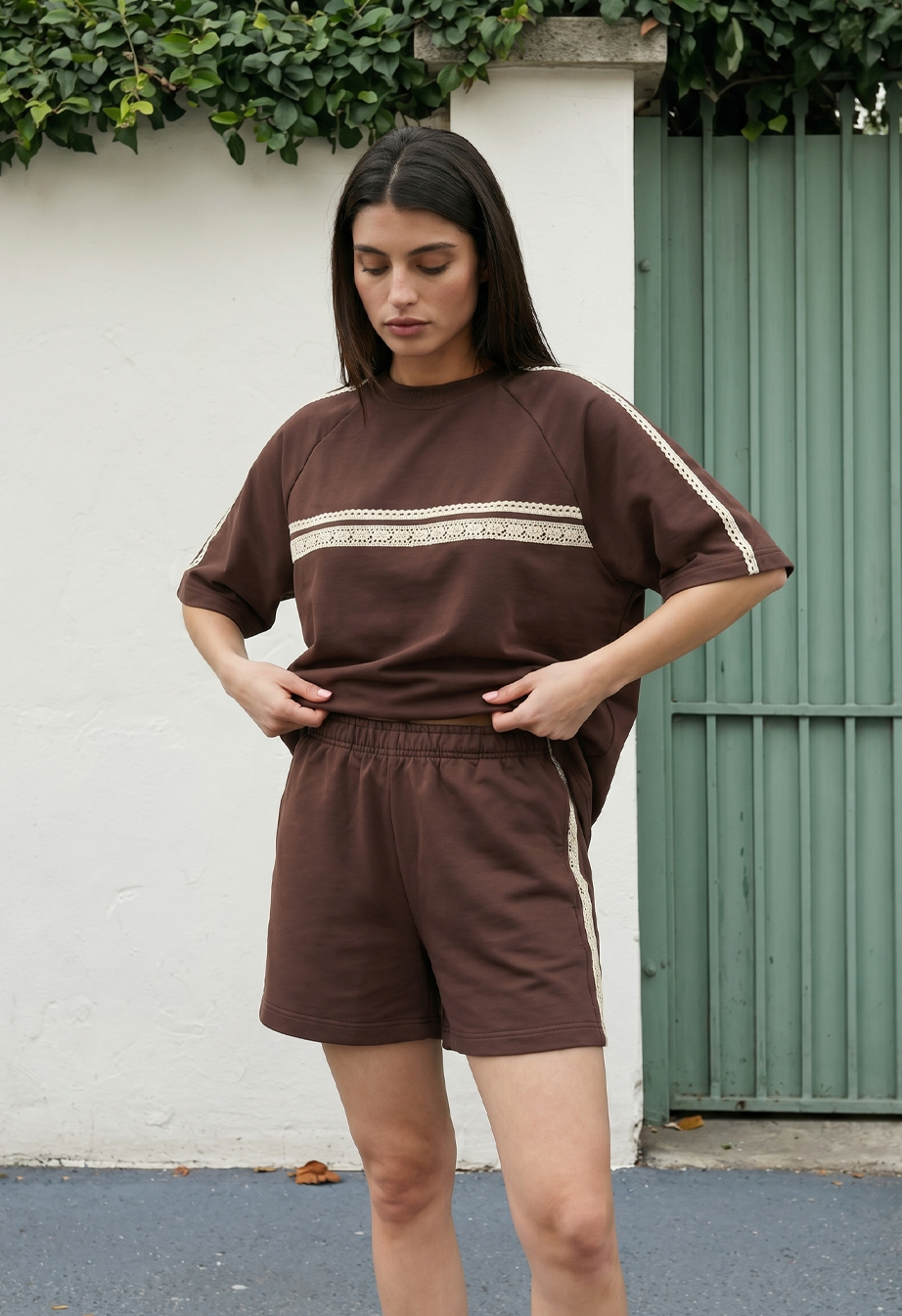 Komplet koszulka + spodenki Staff mer brown oversize