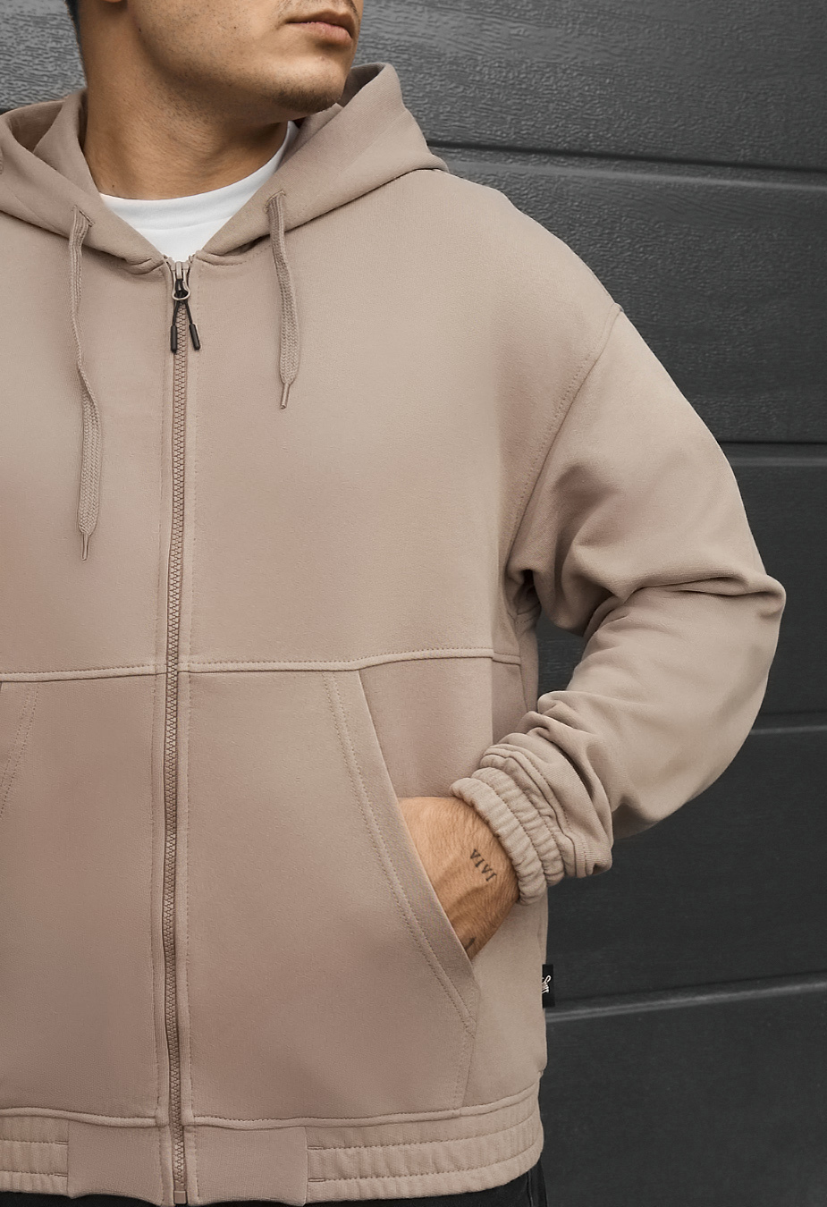 Bluza Staff zip beige oversize