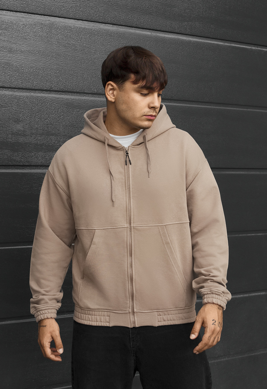Bluza Staff zip beige oversize