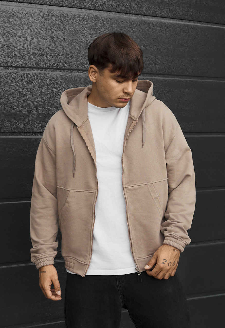 Bluza Staff zip beige oversize