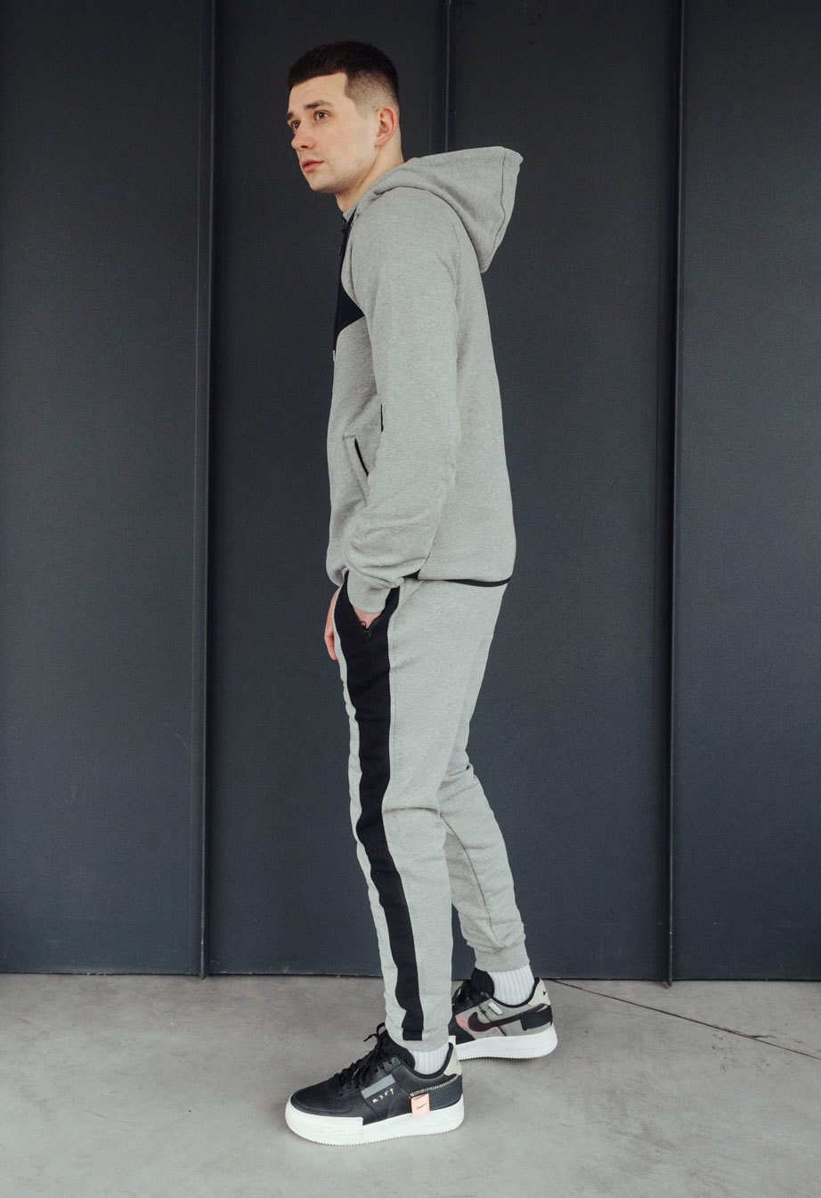 Komplet dresowy Staff samb gray melange & black