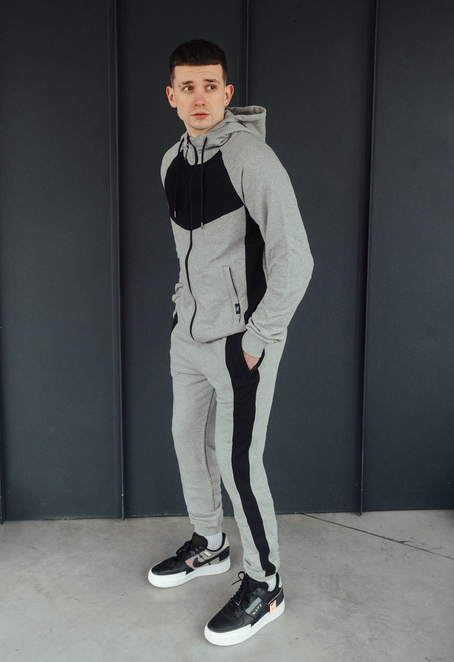 Komplet dresowy Staff samb gray melange & black