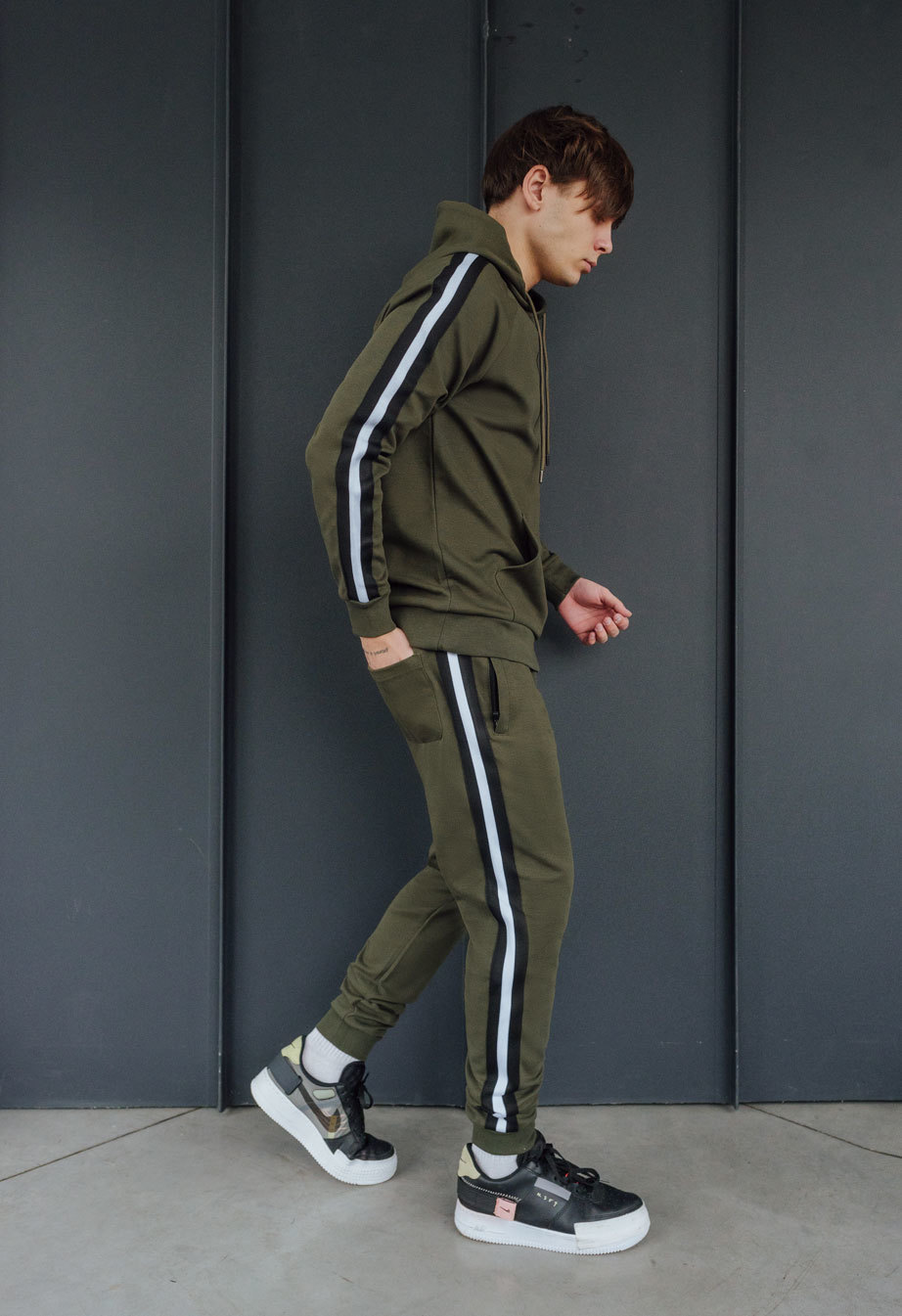 Komplet dresowy Staff interlock khaki