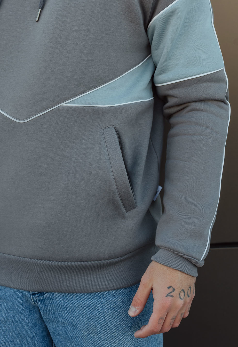 Bluza Staff gray & blue logo fleece