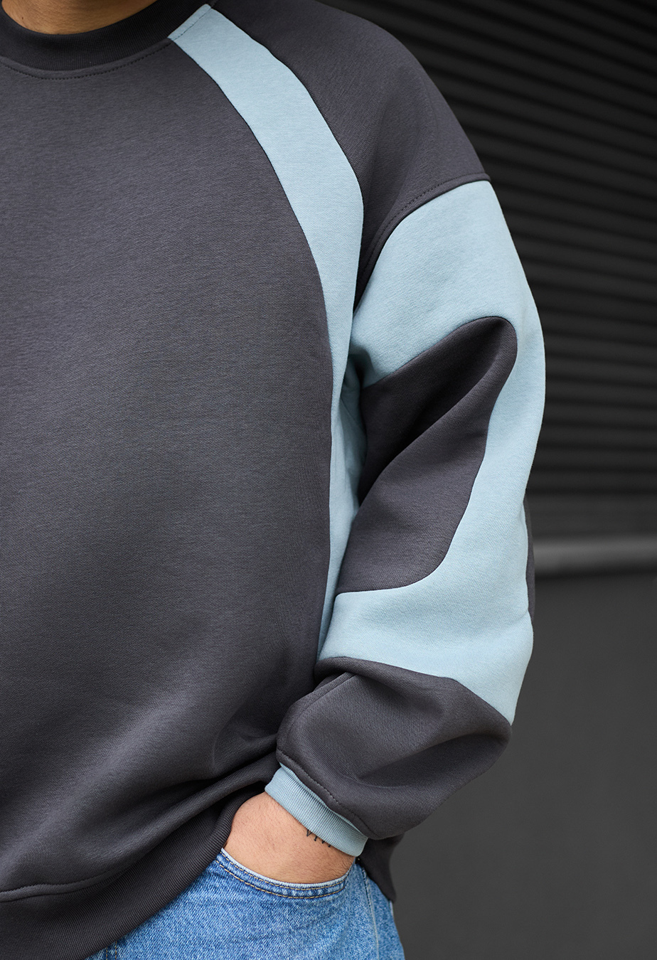 Bluza Staff gray & light blue oversize fleece