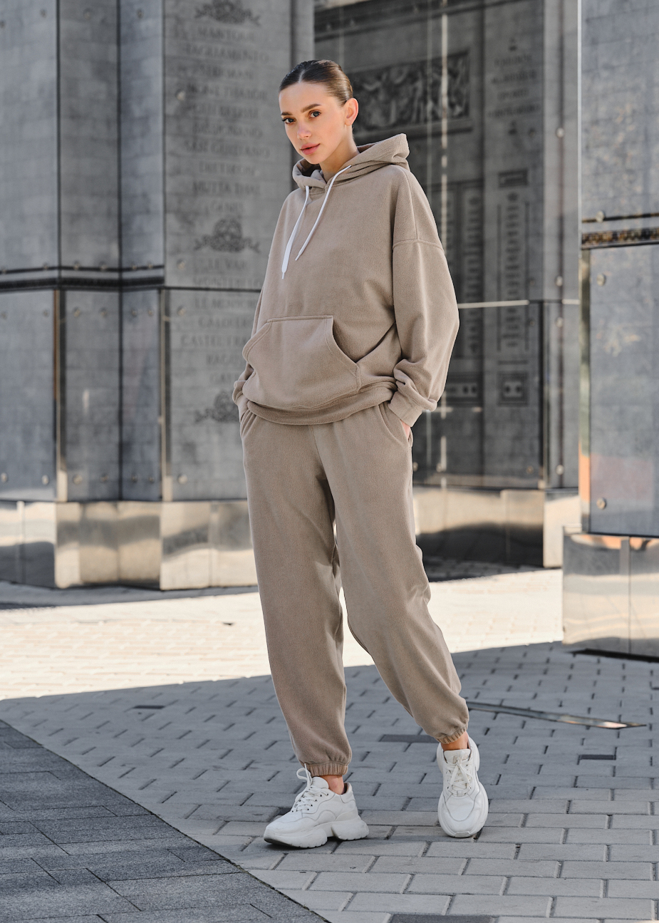 Damski dres Staff nu beige fleece oversize