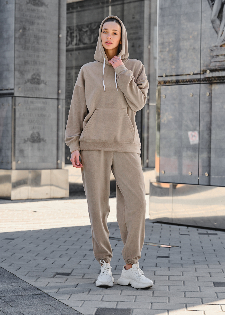 Damski dres Staff nu beige fleece oversize