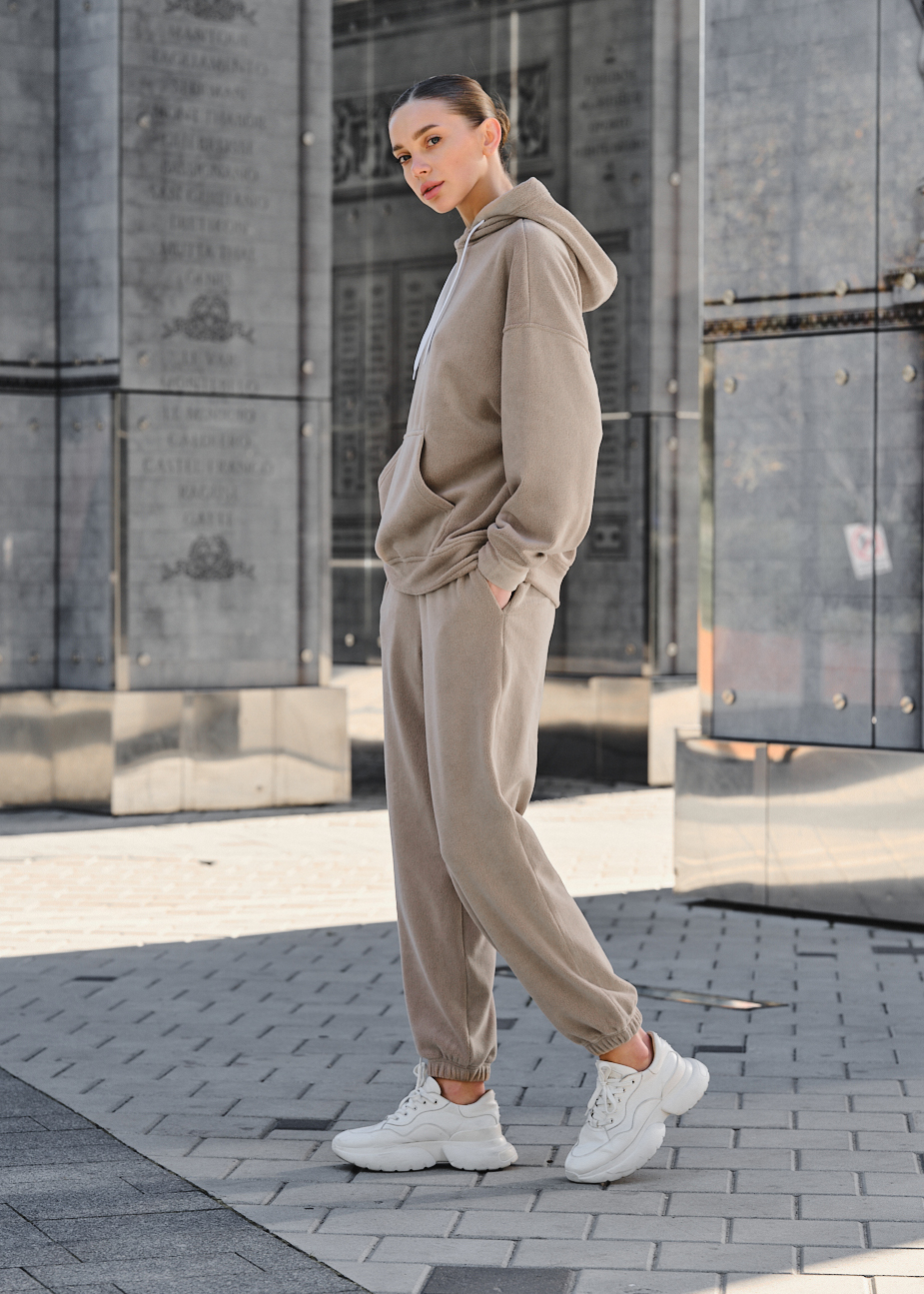 Damski dres Staff nu beige fleece oversize