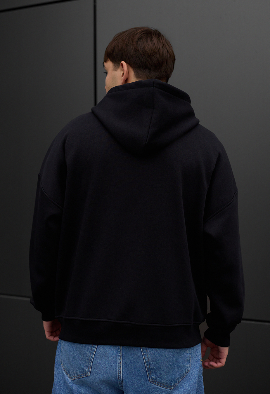 Bluza z kapturem Staff zip black oversize fleece