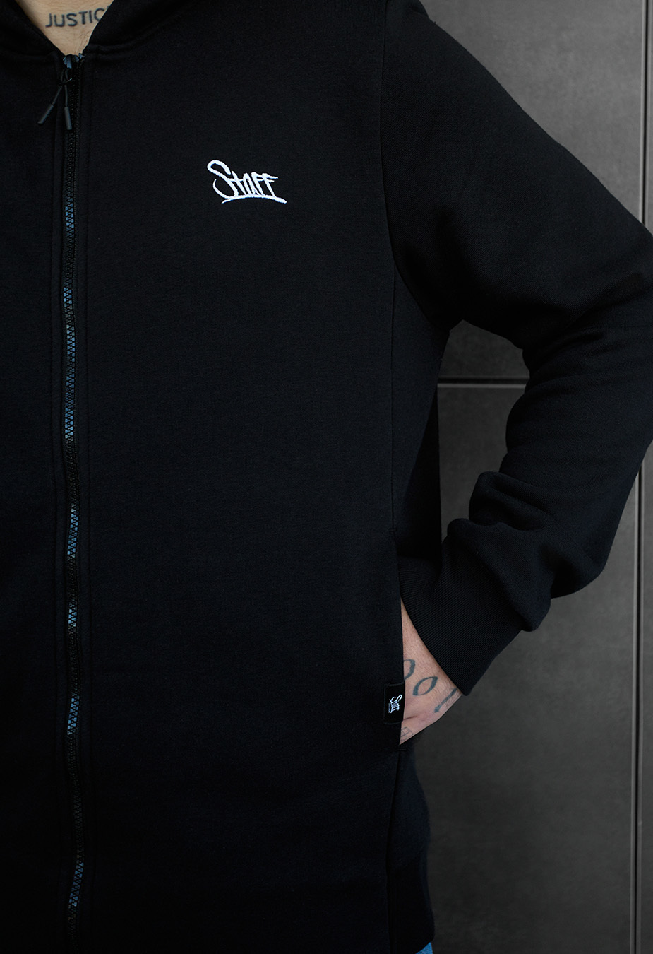 Bluza z kapturem Staff zip black logo fleece