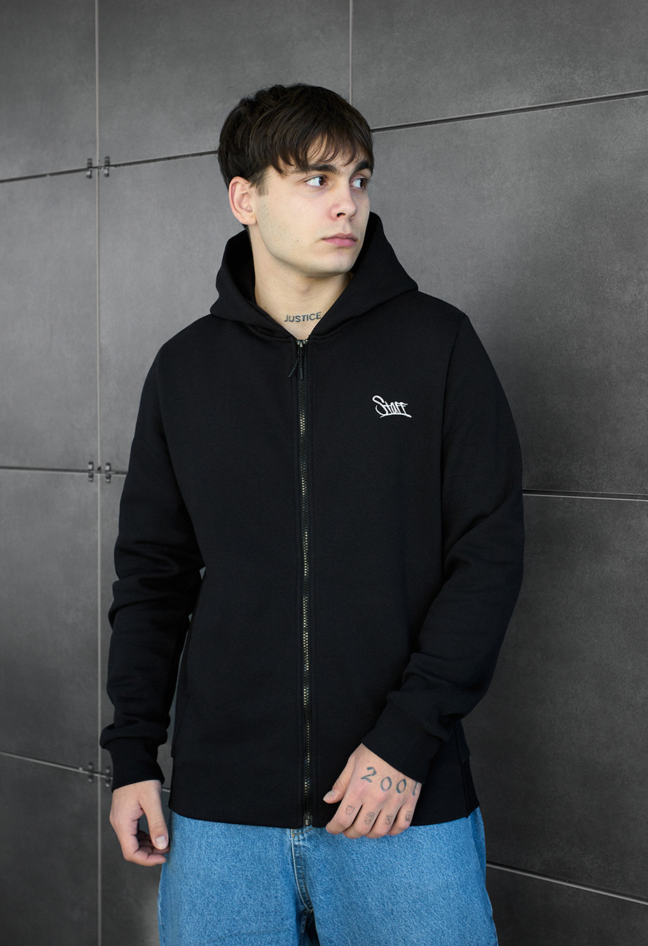 Bluza z kapturem Staff zip black logo fleece