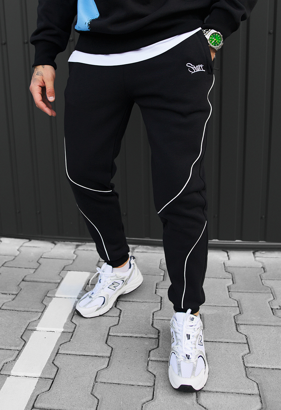 Spodnie sportowe Staff jnx logo kant black fleece