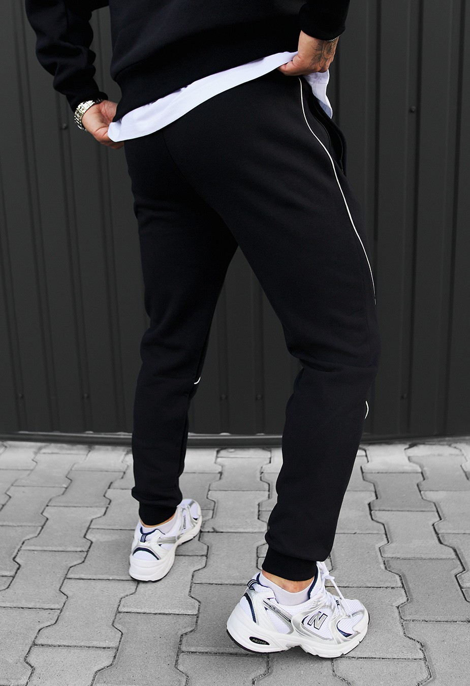 Spodnie sportowe Staff jnx logo kant black fleece