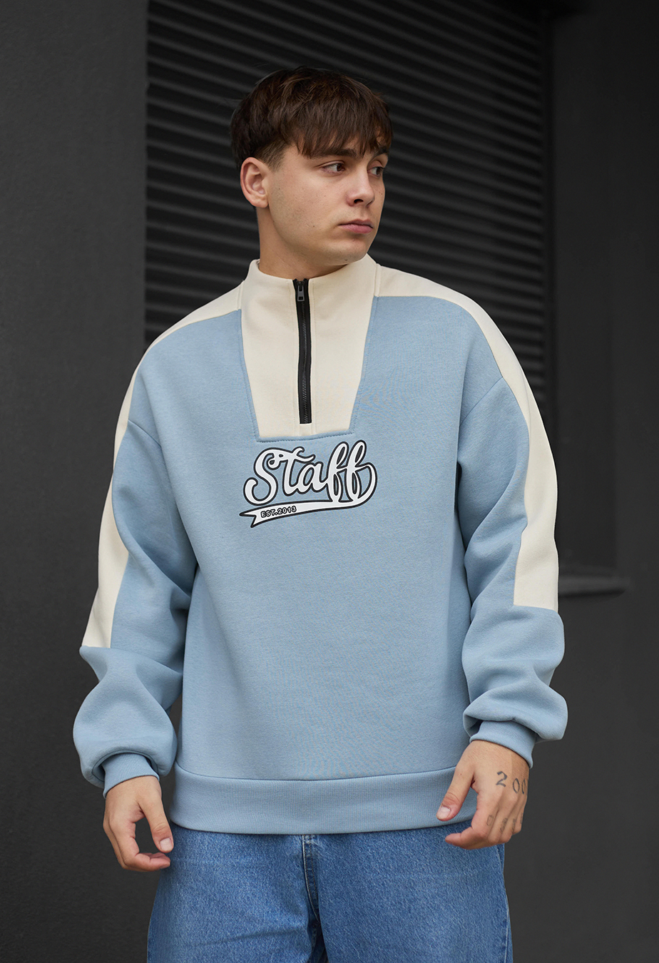 Bluza Staff light blue & milk oversize fleece