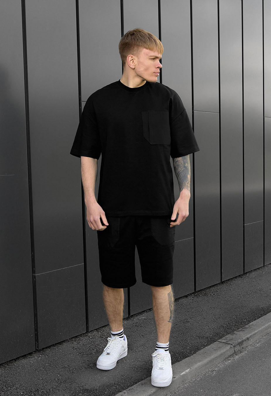 Komplet koszula + spodenki Staff kas black oversize