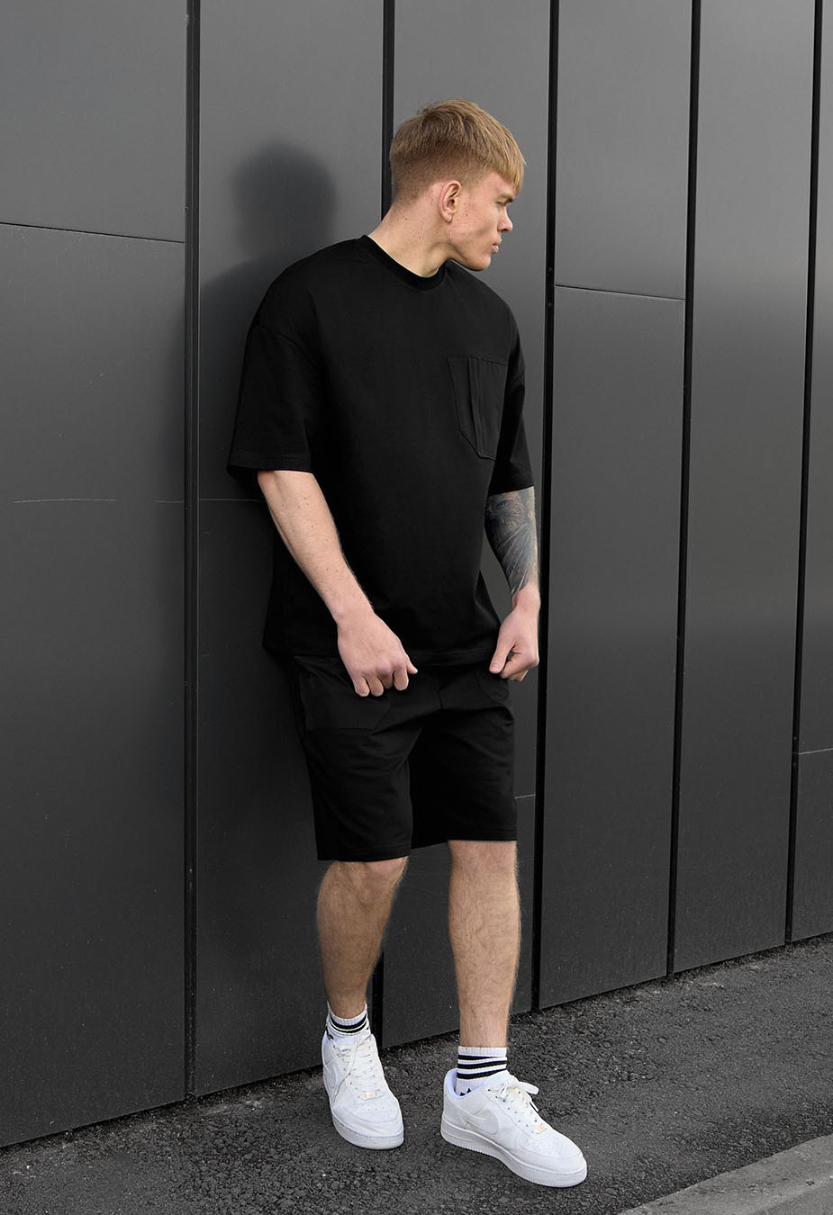Komplet koszula + spodenki Staff kas black oversize