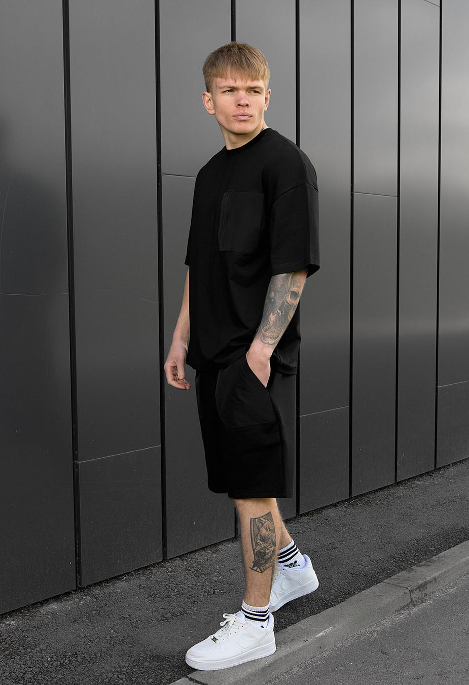 Komplet koszula + spodenki Staff kas black oversize