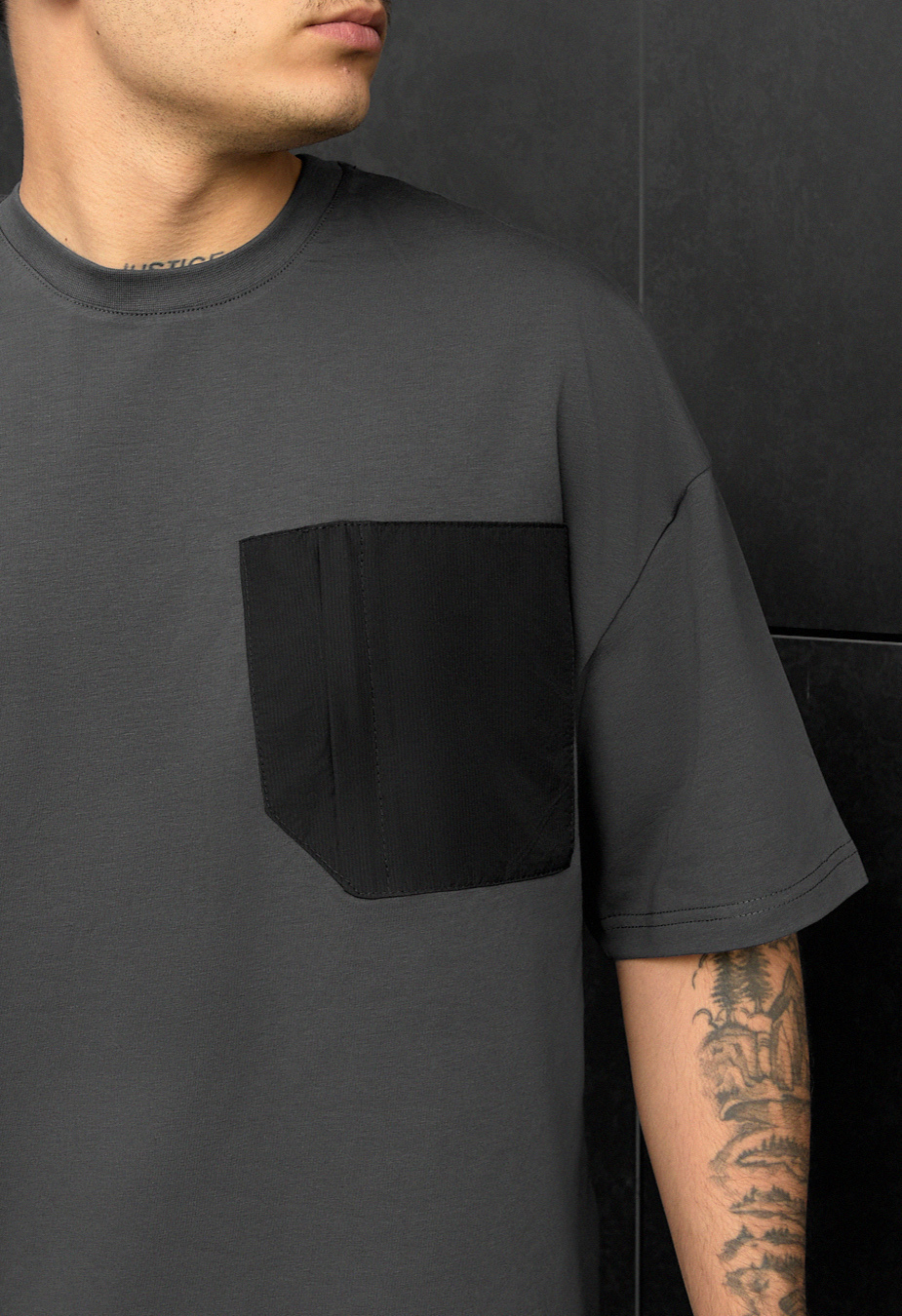 Komplet koszulka + spodenki Staff kas dark gray oversize