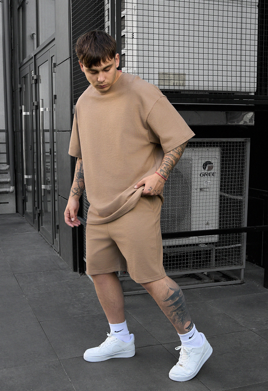 Komplet koszulka + spodenki Staff vic brown oversize