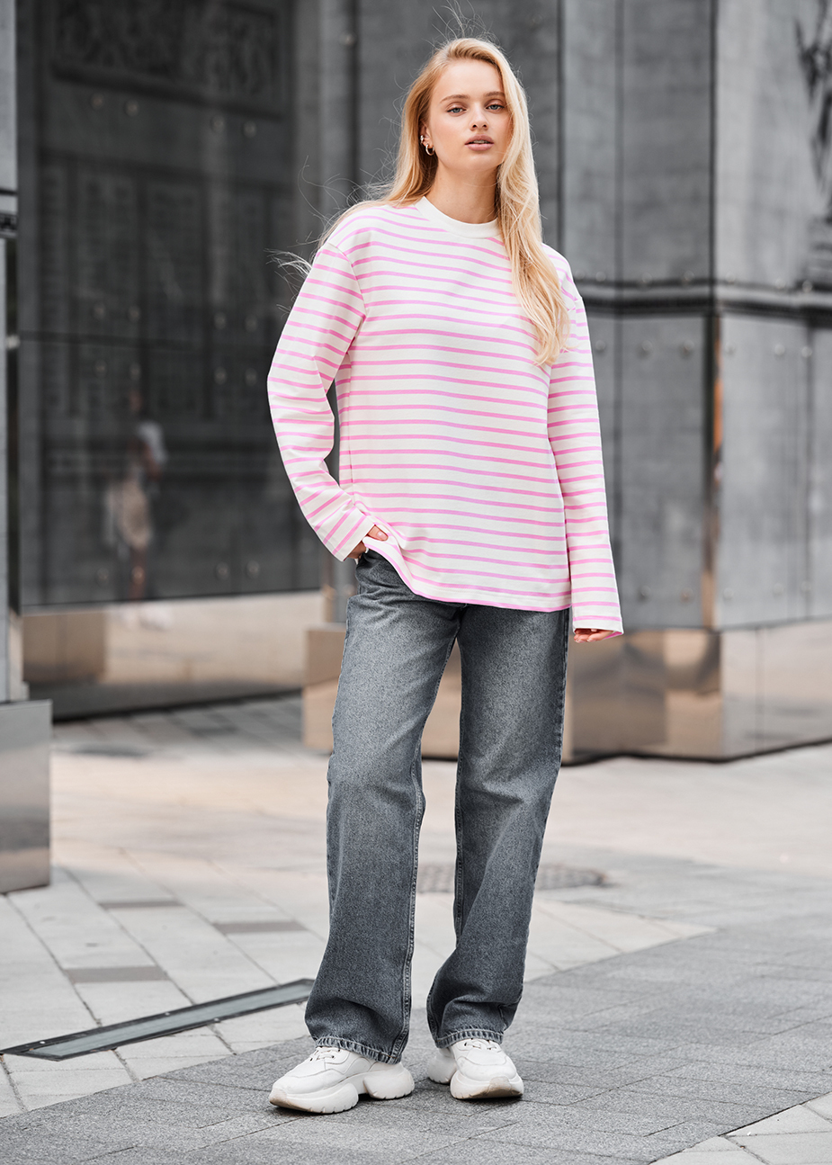 Longsleeve Staff os pink & white