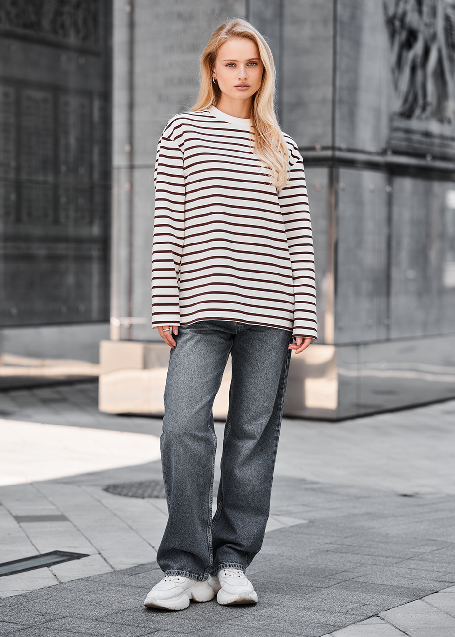 Longsleeve Staff os brown & white