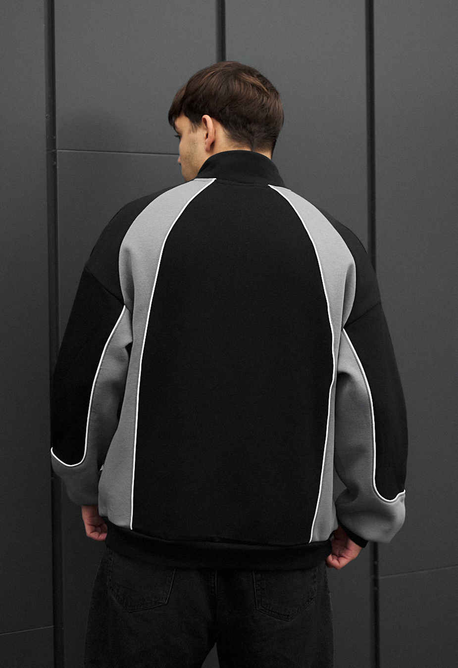 Olimpijka Staff mi gray & black reflective oversize fleece