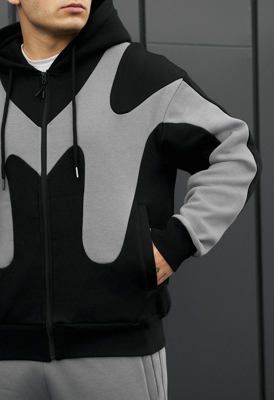 Dres Staff far black & gray oversize fleece