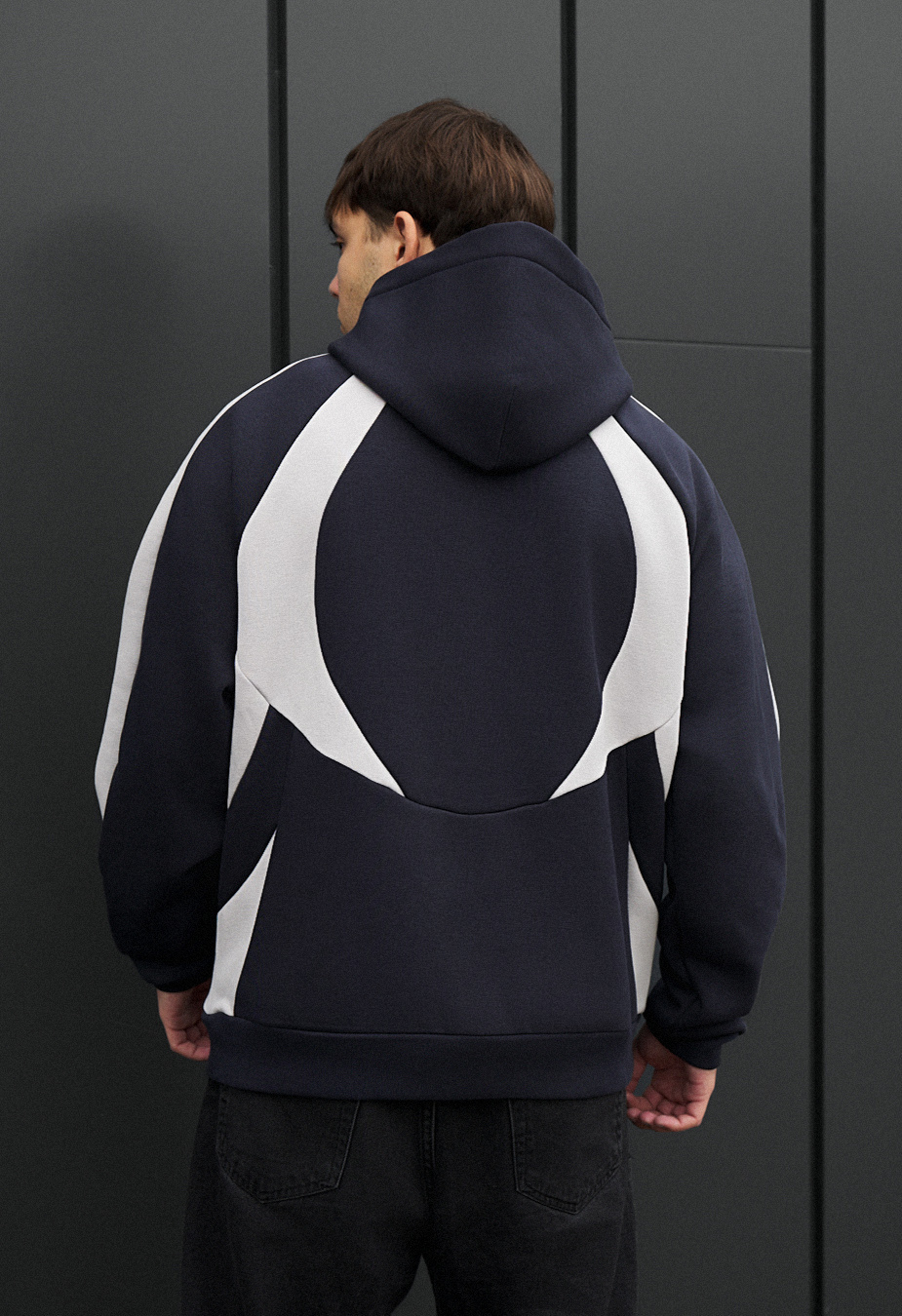 Bluza Staff navy & light gray logo oversize fleece