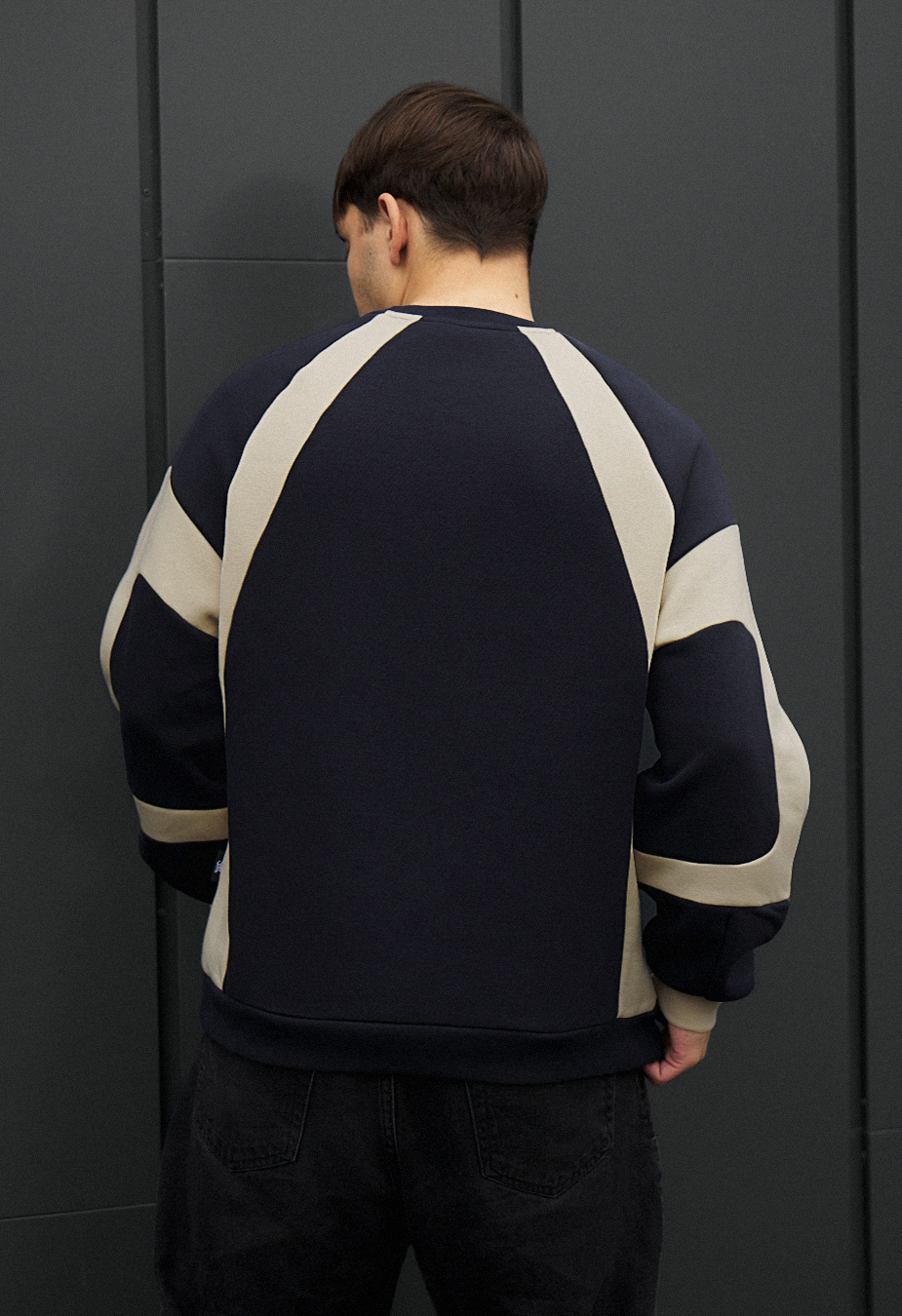 Bluza Staff navy & milk oversize fleece