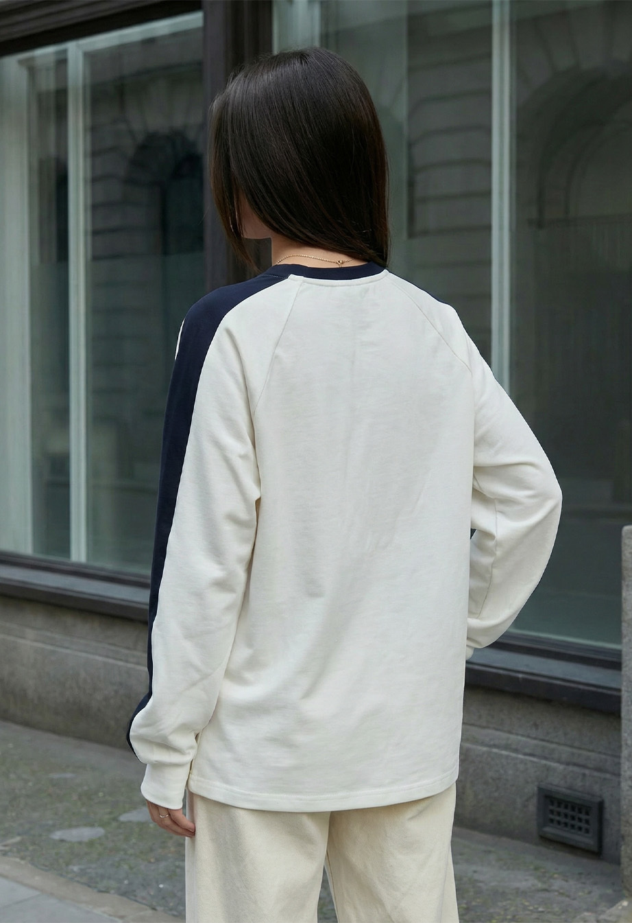 Longsleeve Staff us white & navy