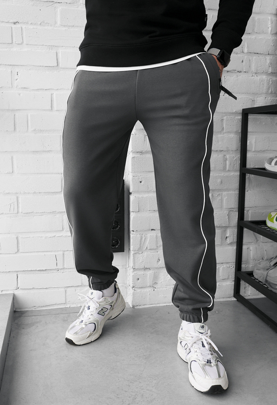 Spodnie dresowe Staff siv dark gray reflective