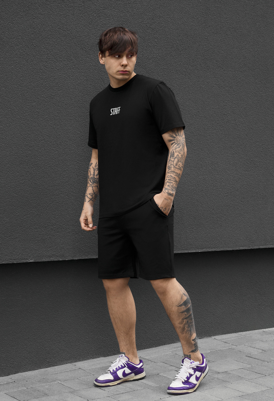 Komplekt koszulka + spodenki Staff reflective logo black