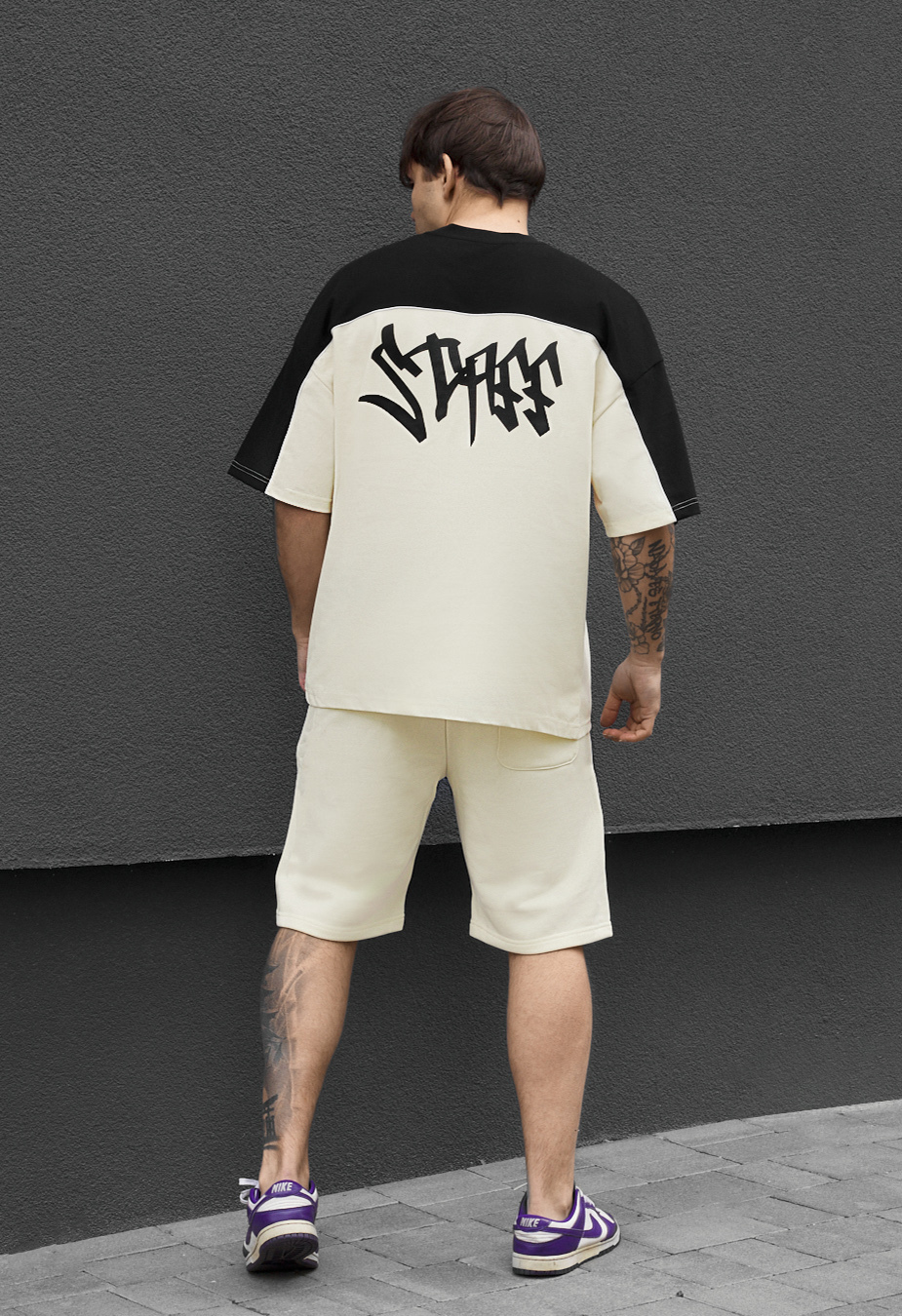 Komplet koszulka + spodenki Staff pro milk & black oversize