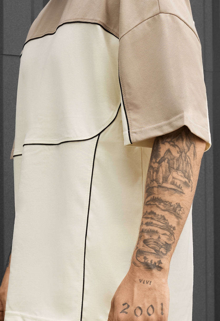 Komplet koszulka + spodenki Staff raf milk & light brown oversize