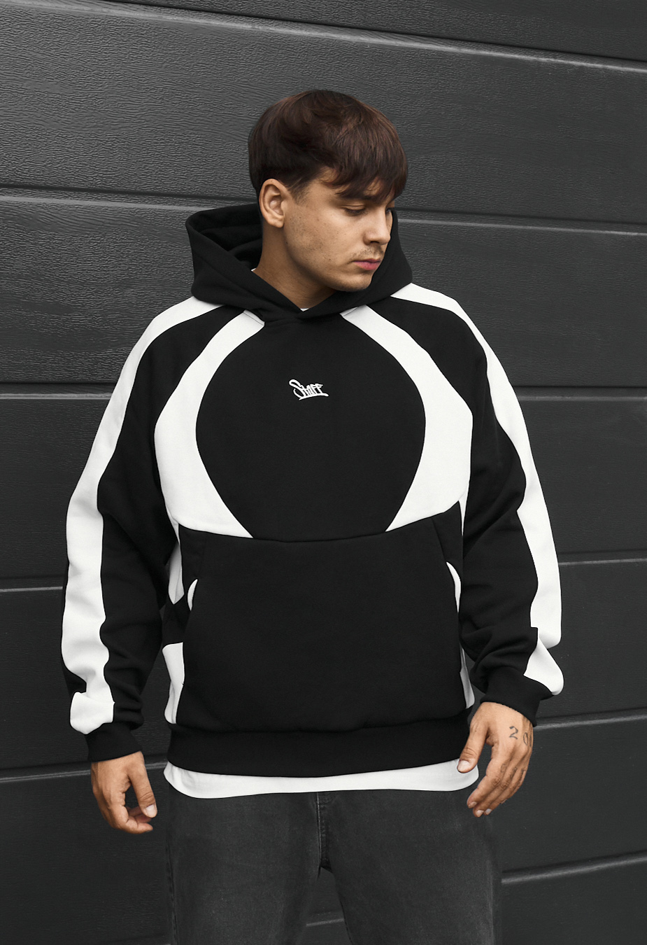 Bluza Staff black & white logo oversize fleece