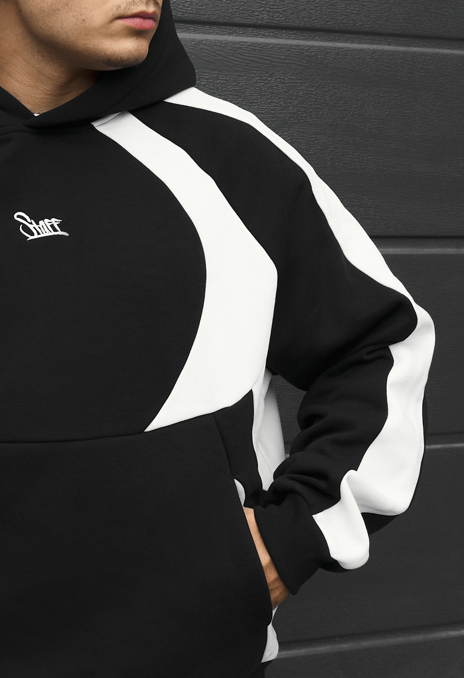 Bluza Staff black & white logo oversize fleece