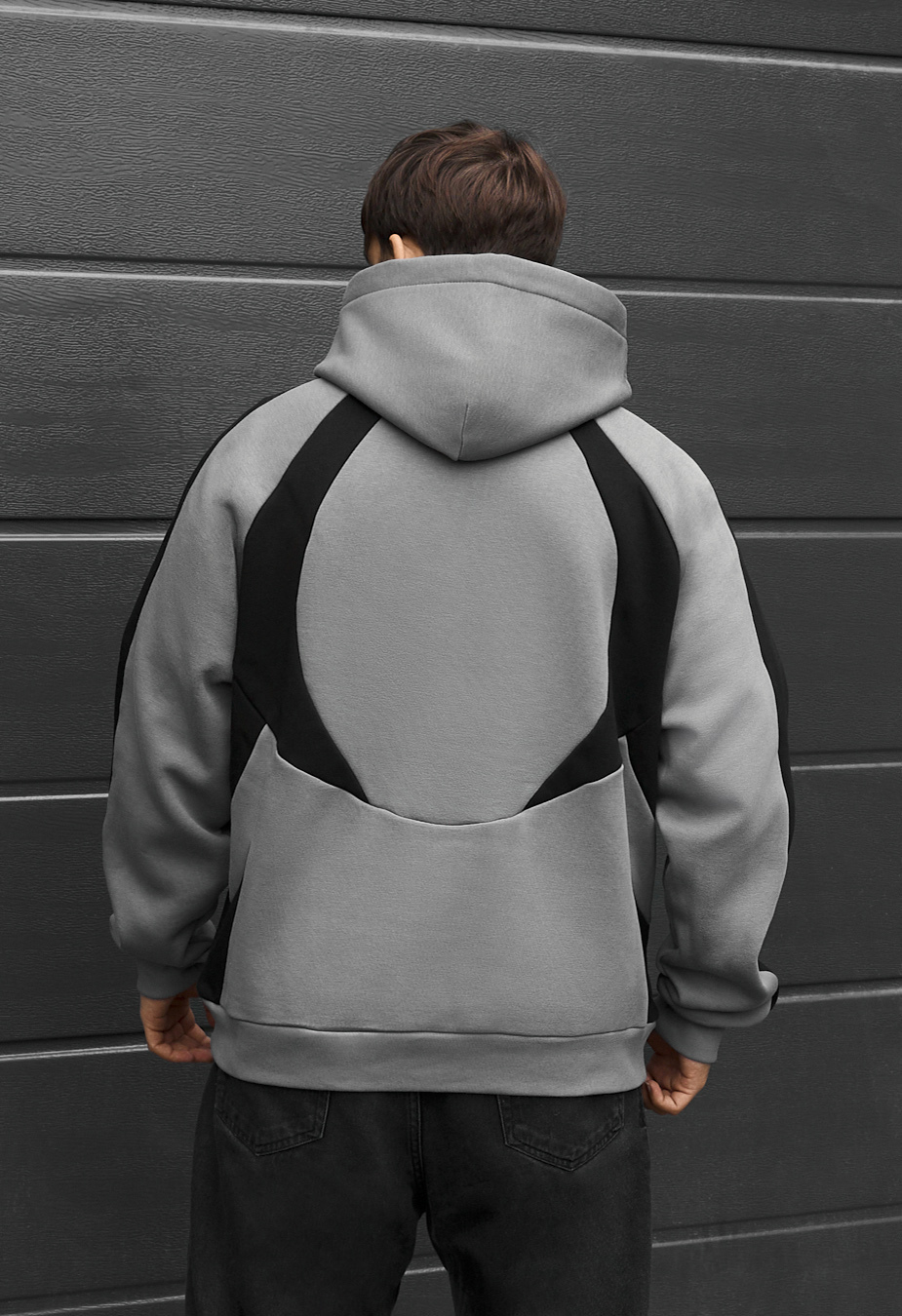 Bluza Staff gray & black logo oversize fleece