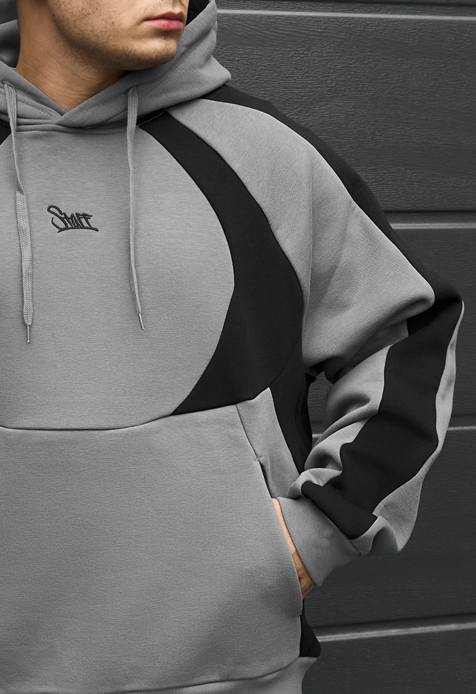 Bluza Staff gray & black logo oversize fleece