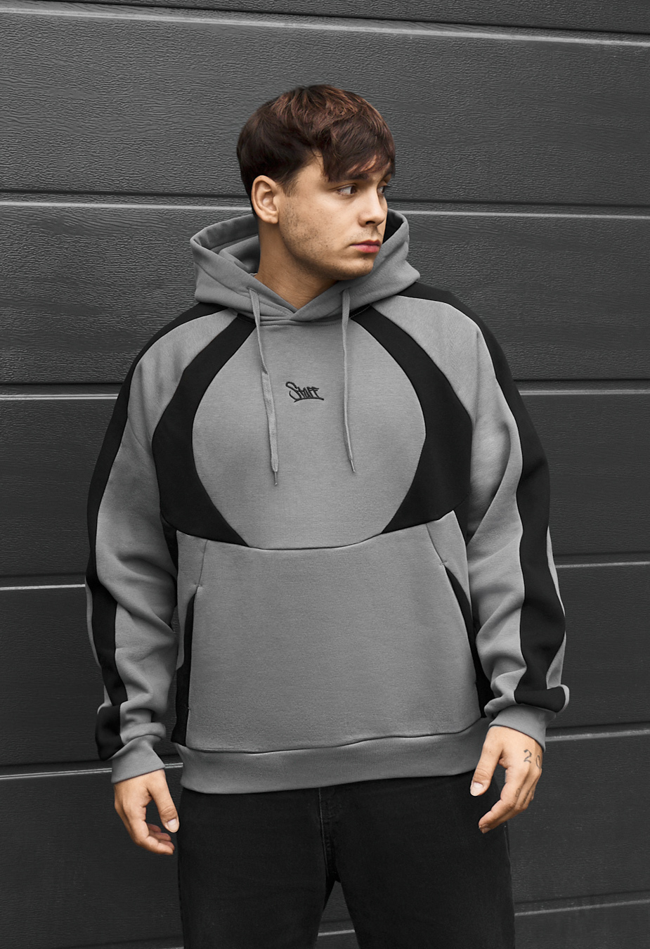 Bluza Staff gray & black logo oversize fleece