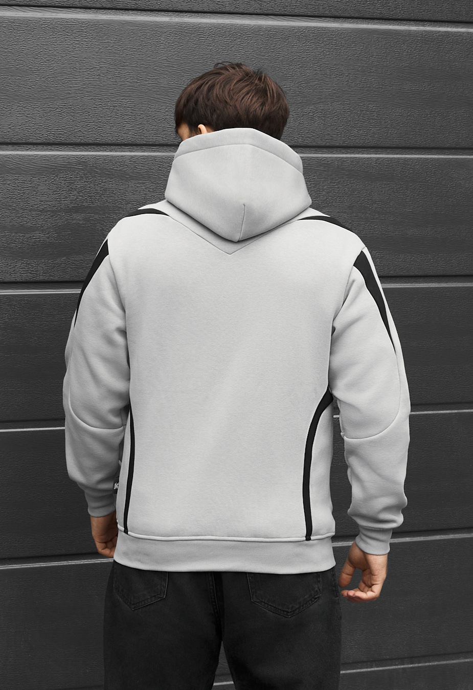 Bluza Staff light gray & black logo oversize fleece