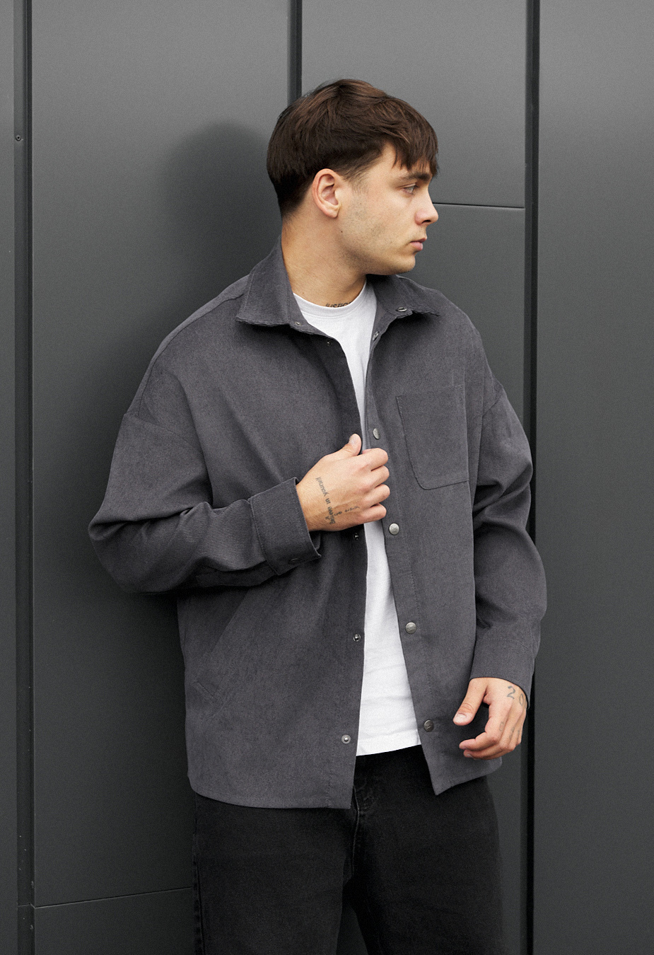 Koszula Staff velvet dark gray