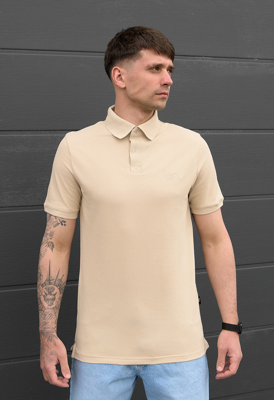 Polo Staff beige logo