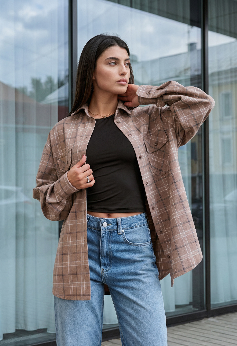 Koszula damska Staff mir brown oversize