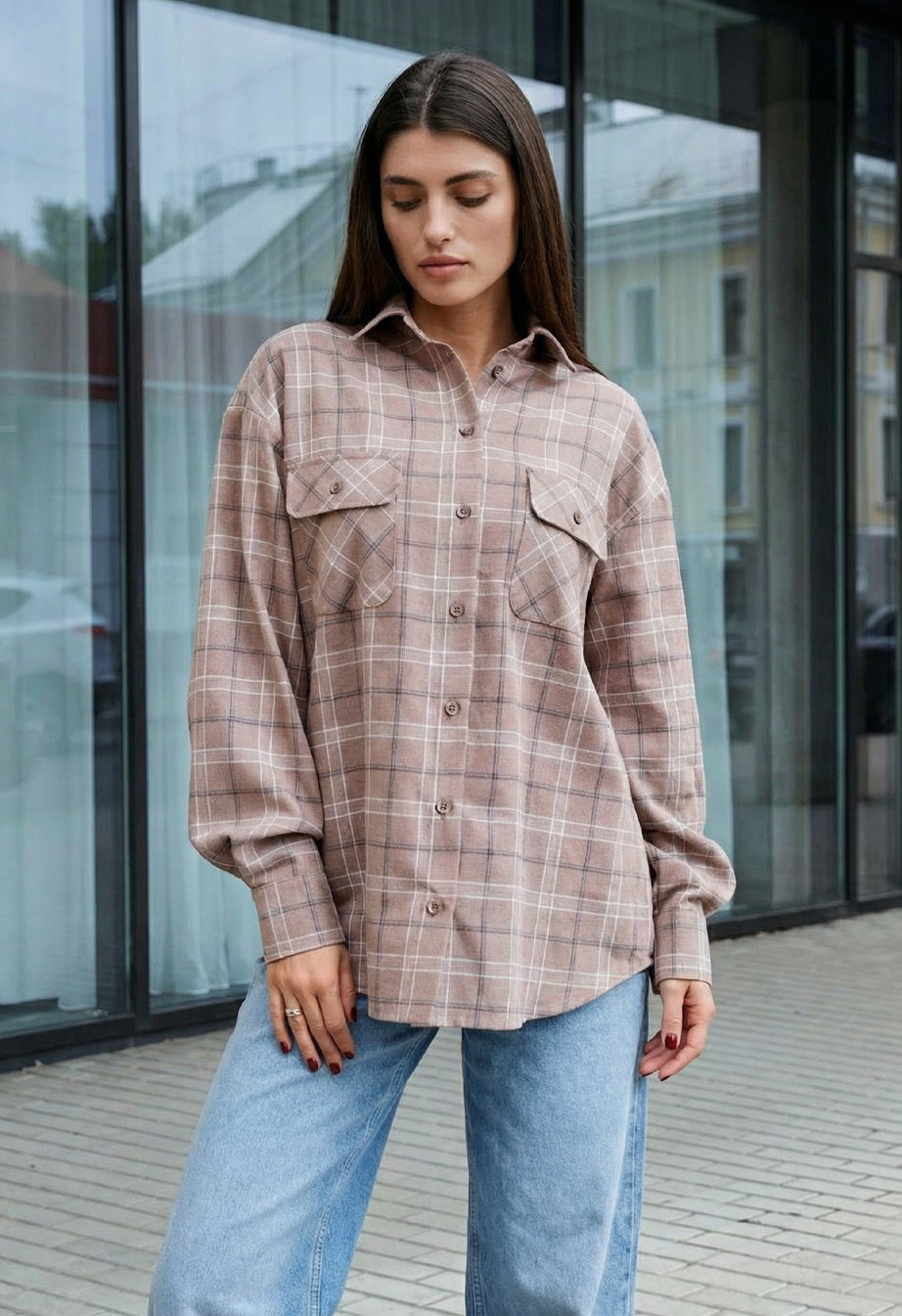Koszula damska Staff mir brown oversize