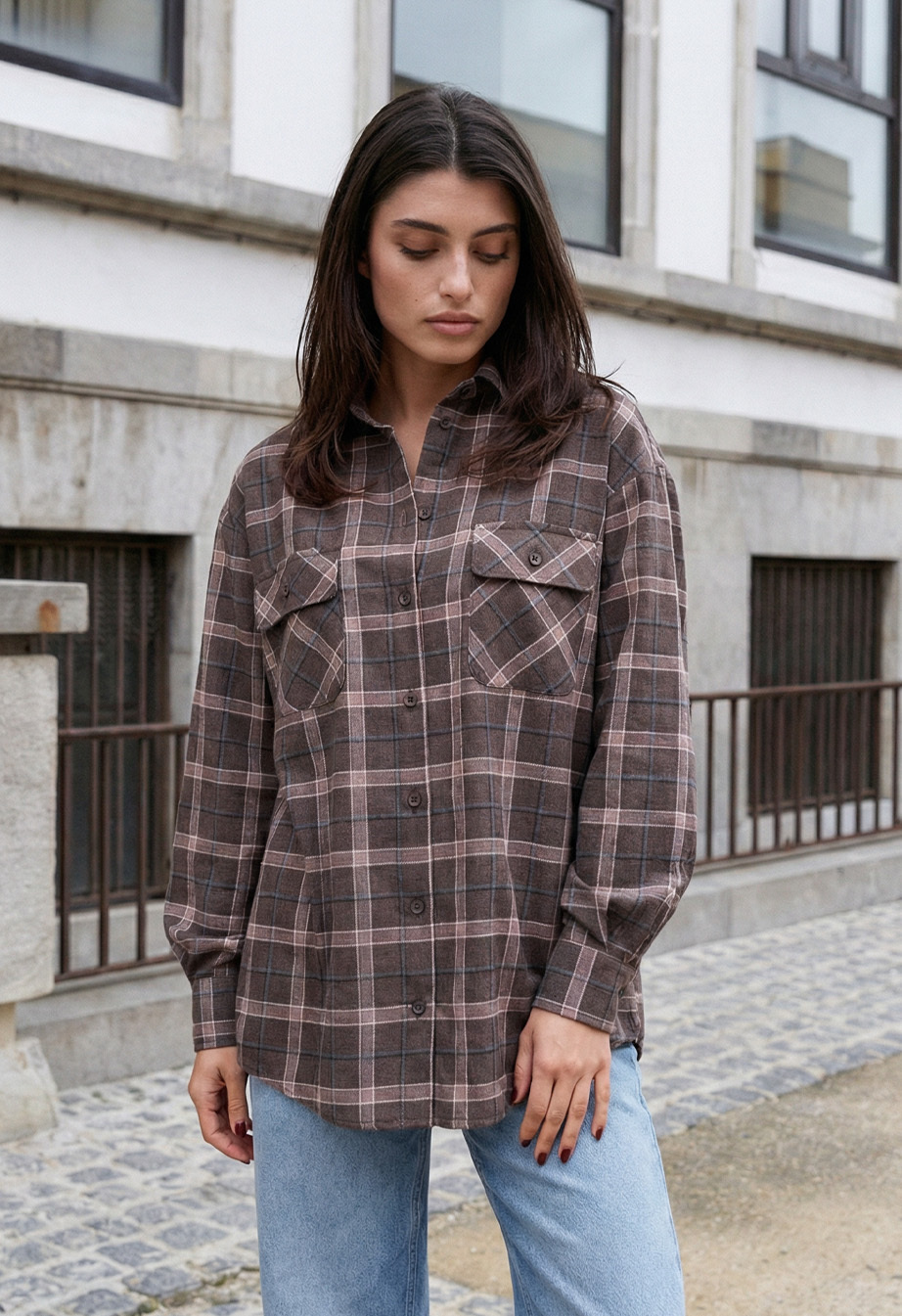 Koszula damska Staff mir dark brown oversize