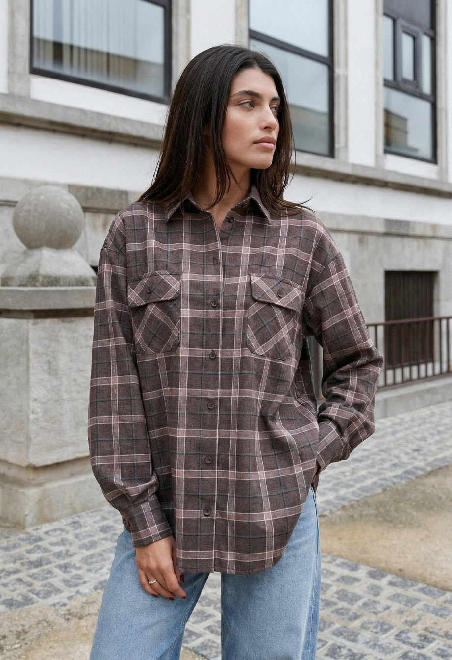 Koszula damska Staff mir dark brown oversize