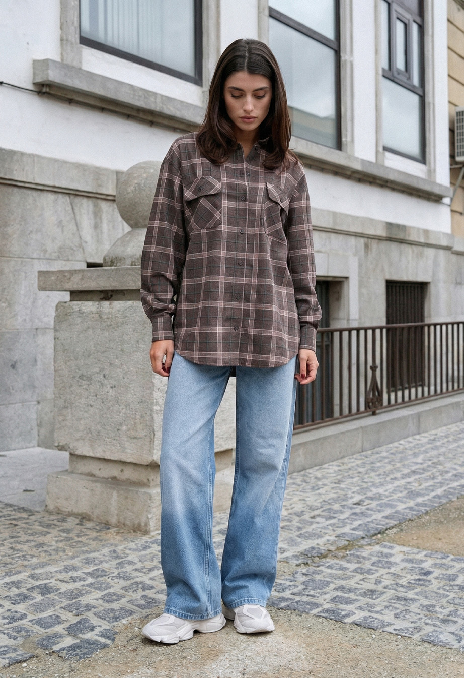 Koszula damska Staff mir dark brown oversize