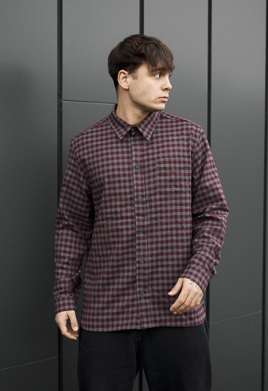 Koszula Staff ed bordo & gray