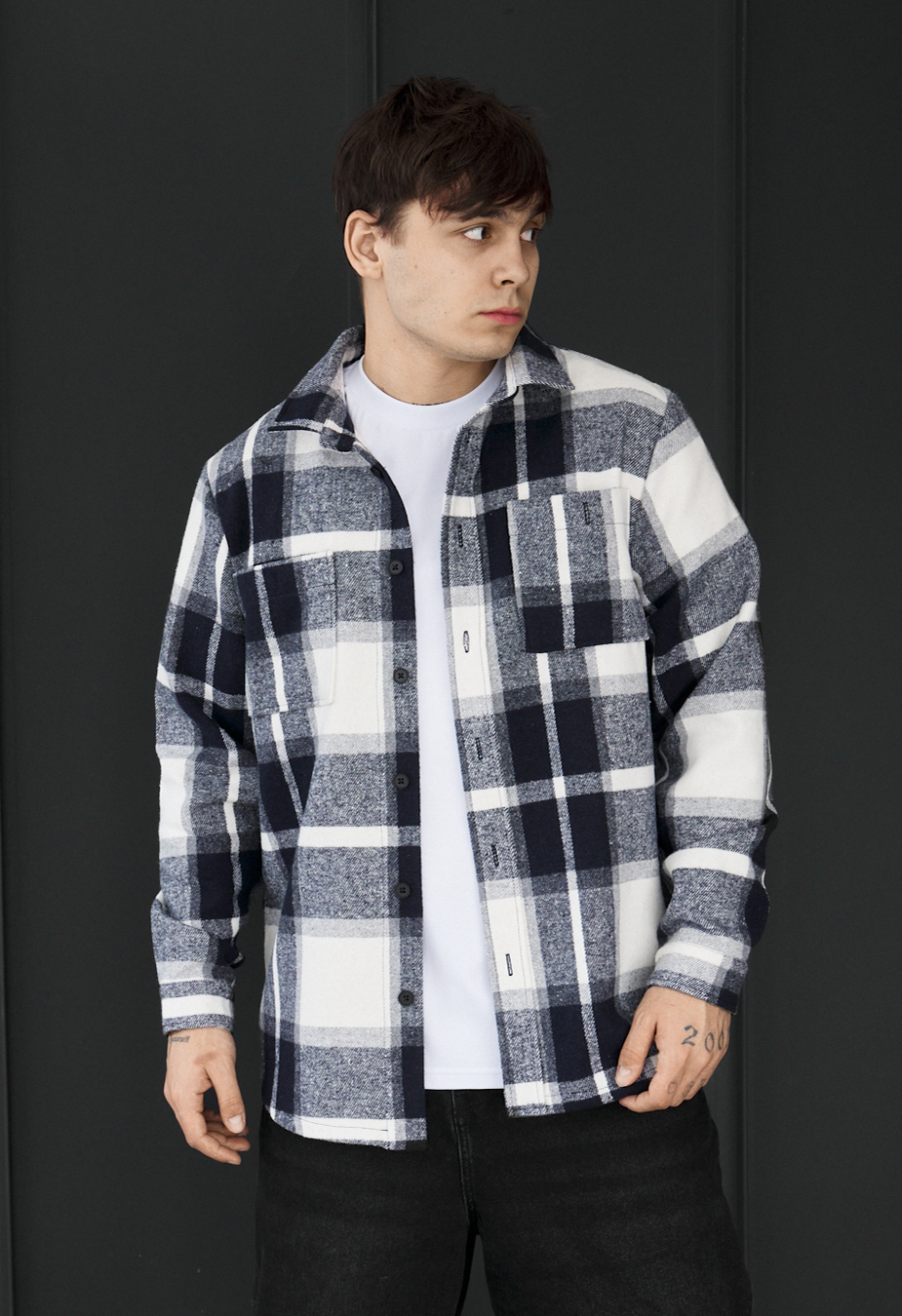 Koszula Staff squares white & gray