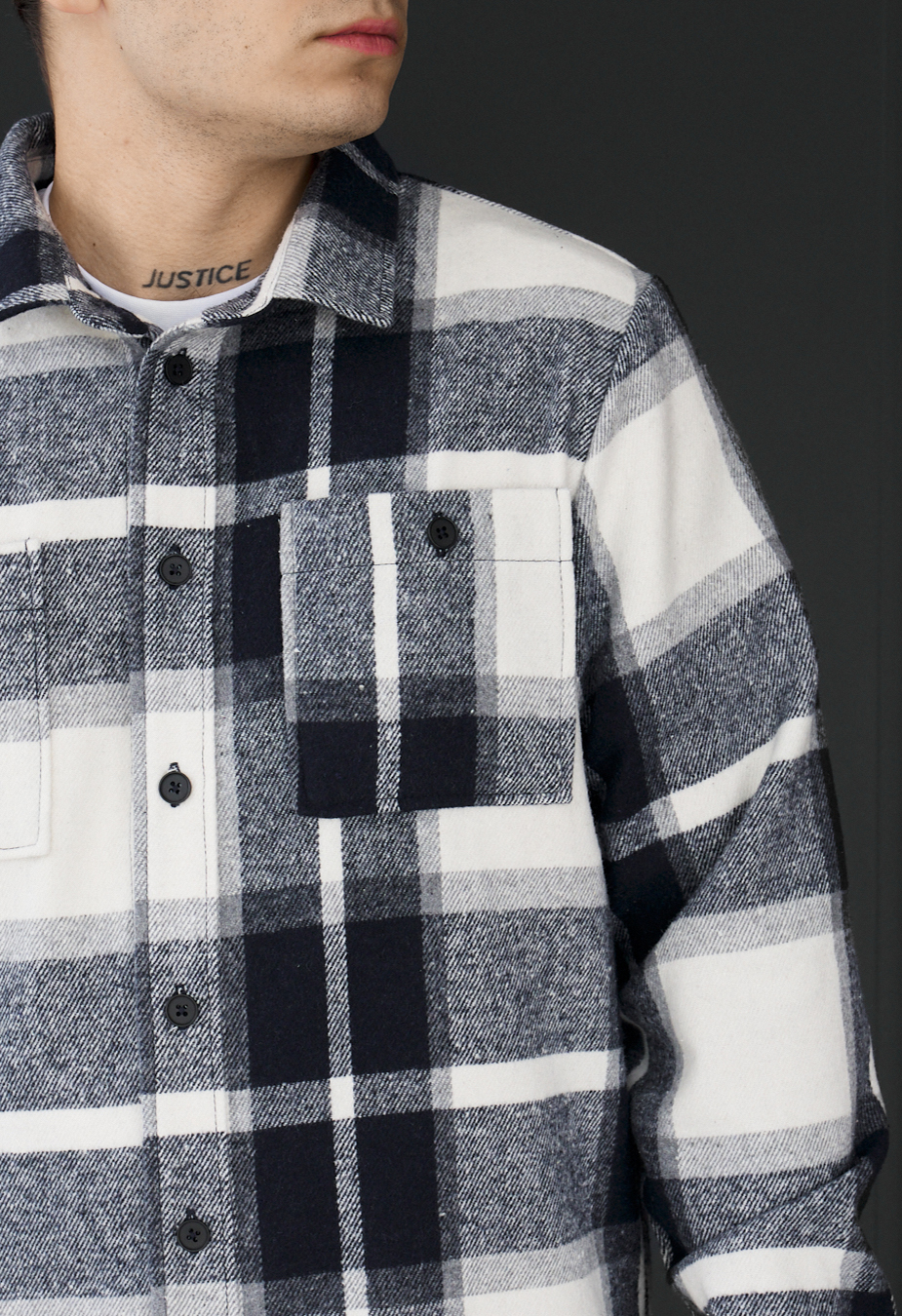 Koszula Staff squares white & gray